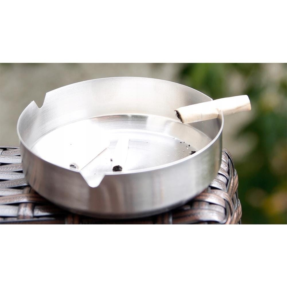 Elegant round ashtray in matt stainless steel for home & bar