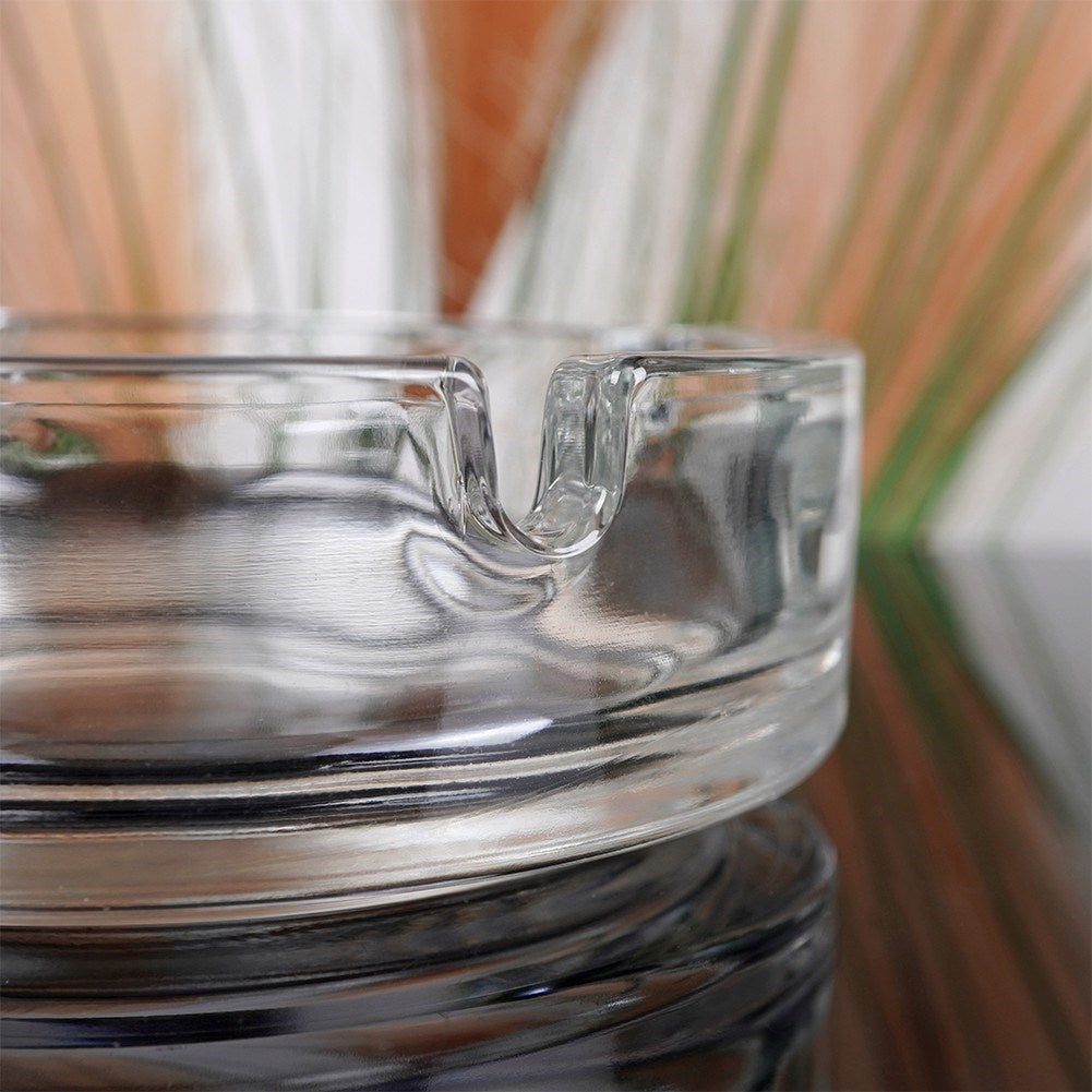 Elegant round glass ashtray for home, garden and bar