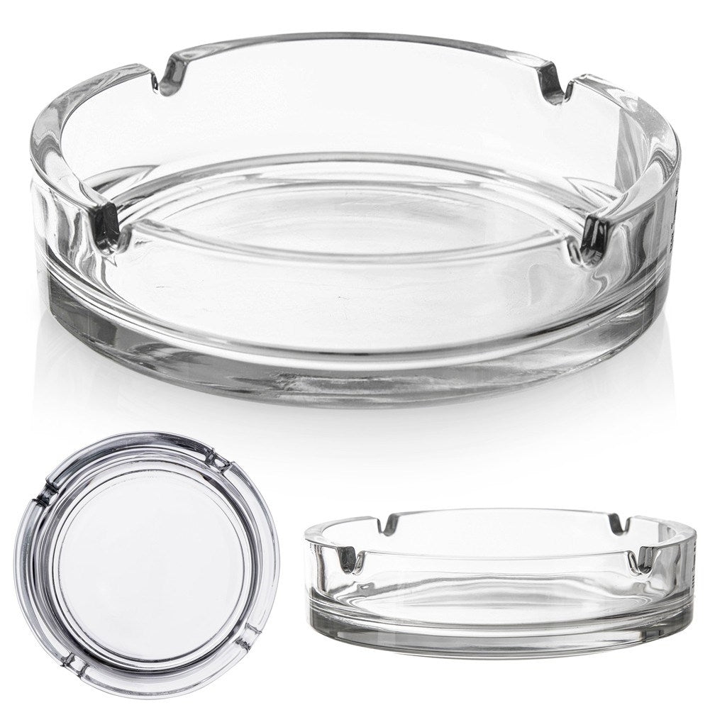 Elegant round glass ashtray for home, garden and bar