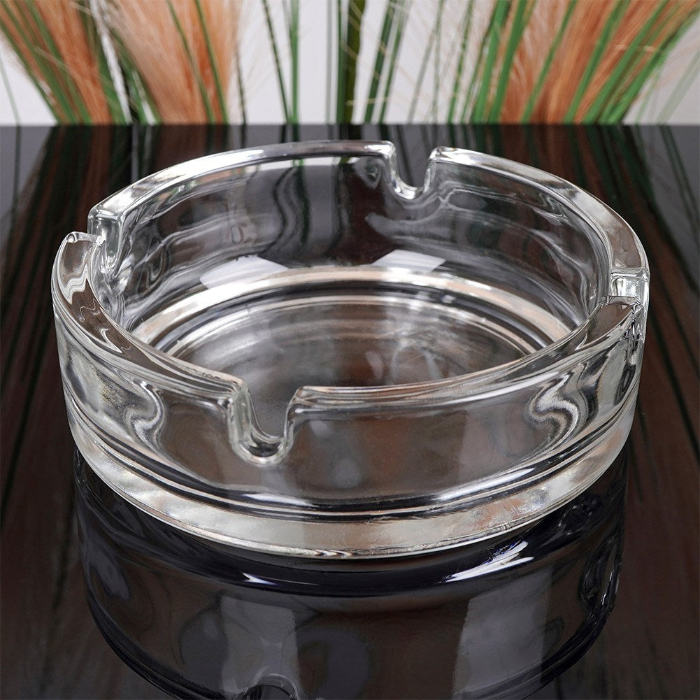 Elegant round glass ashtray for home, garden and bar