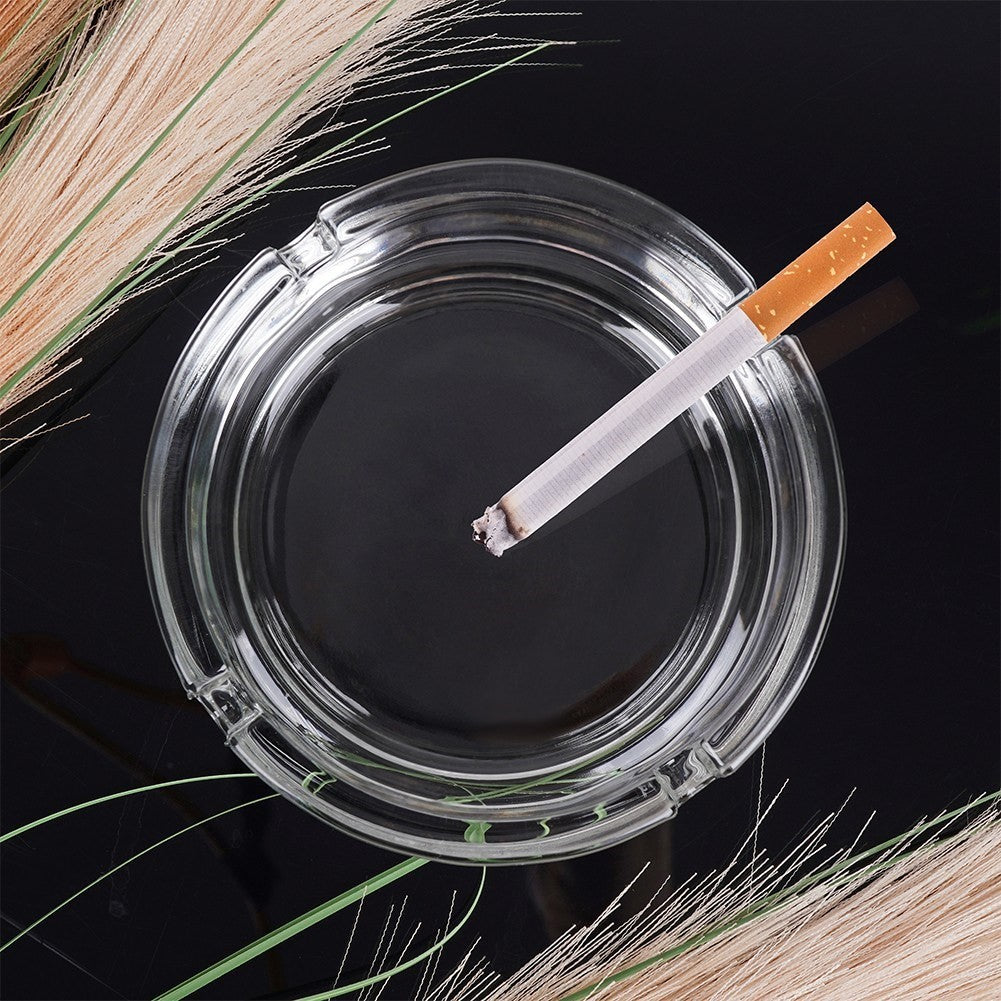 Elegant round glass ashtray for home, garden and bar