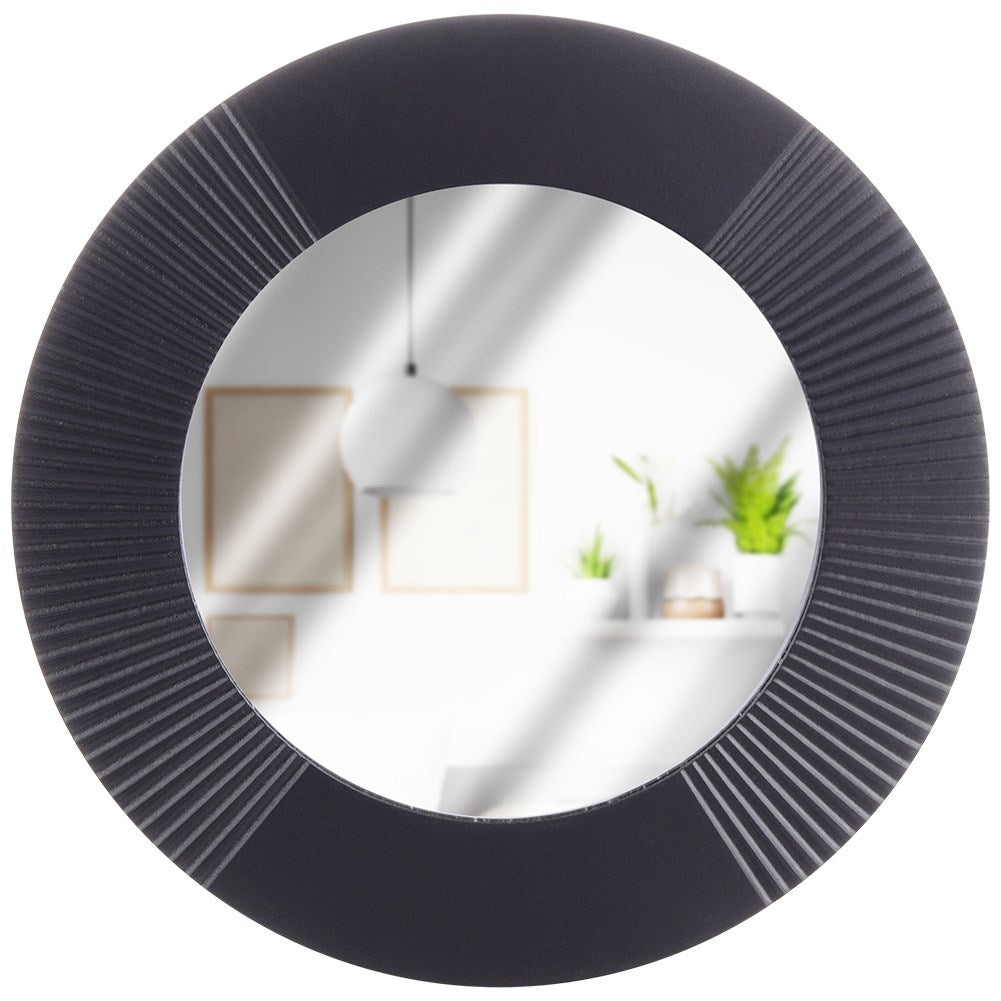 Elegant round mirror with wide black MDF frame