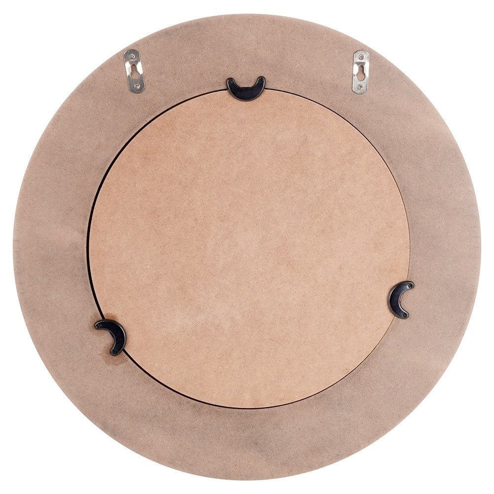 Elegant round mirror with wide black MDF frame
