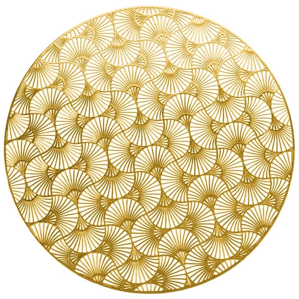 Elegant round place mat in a trendy gold shade.