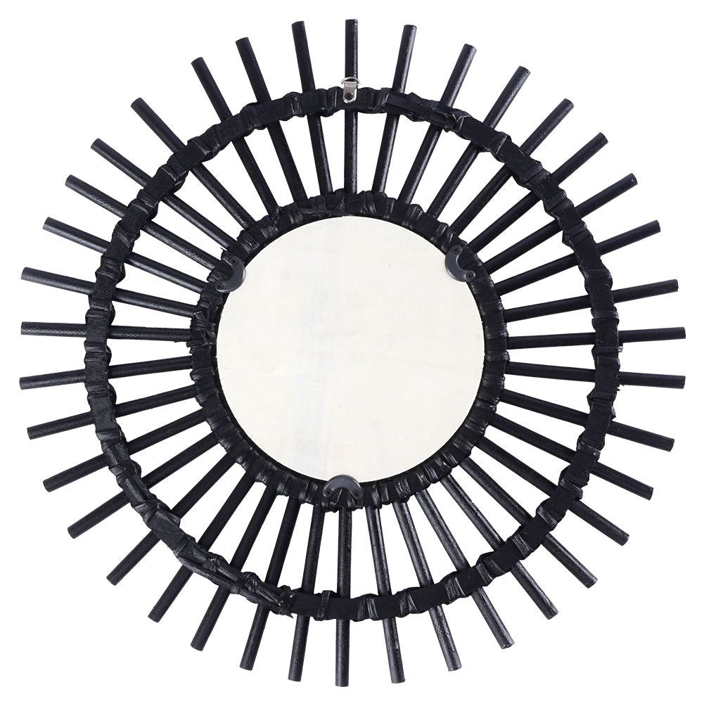 Elegant round wall mirror 50 cm in black wooden frame