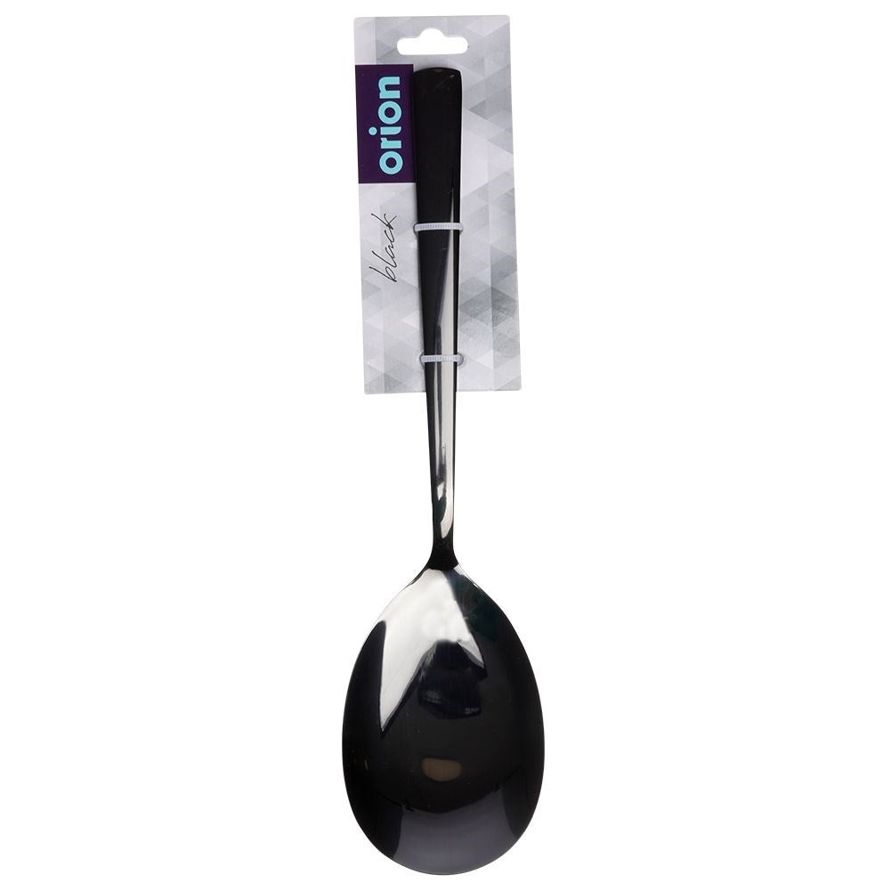 Elegant salad spoon in black stainless steel, dishwasher safe