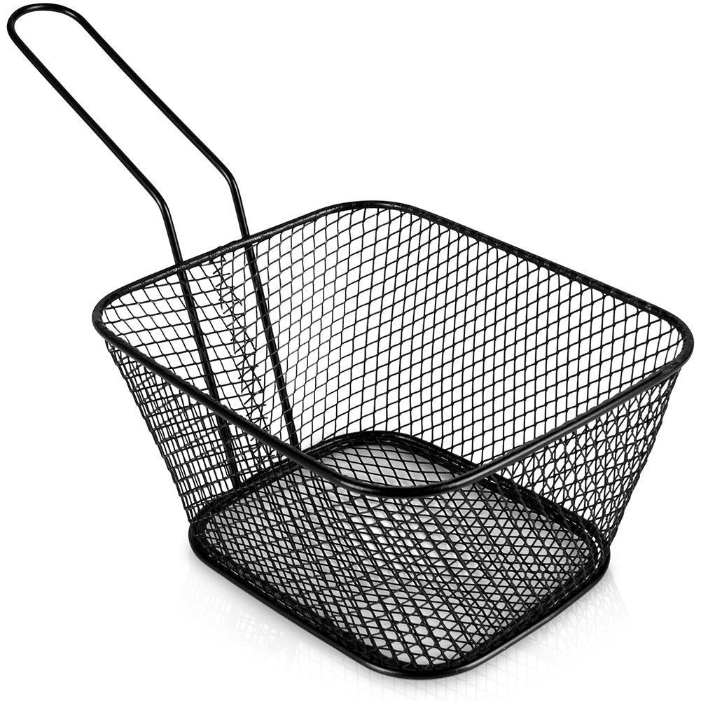 Elegant serving basket in black stainless steel with handle