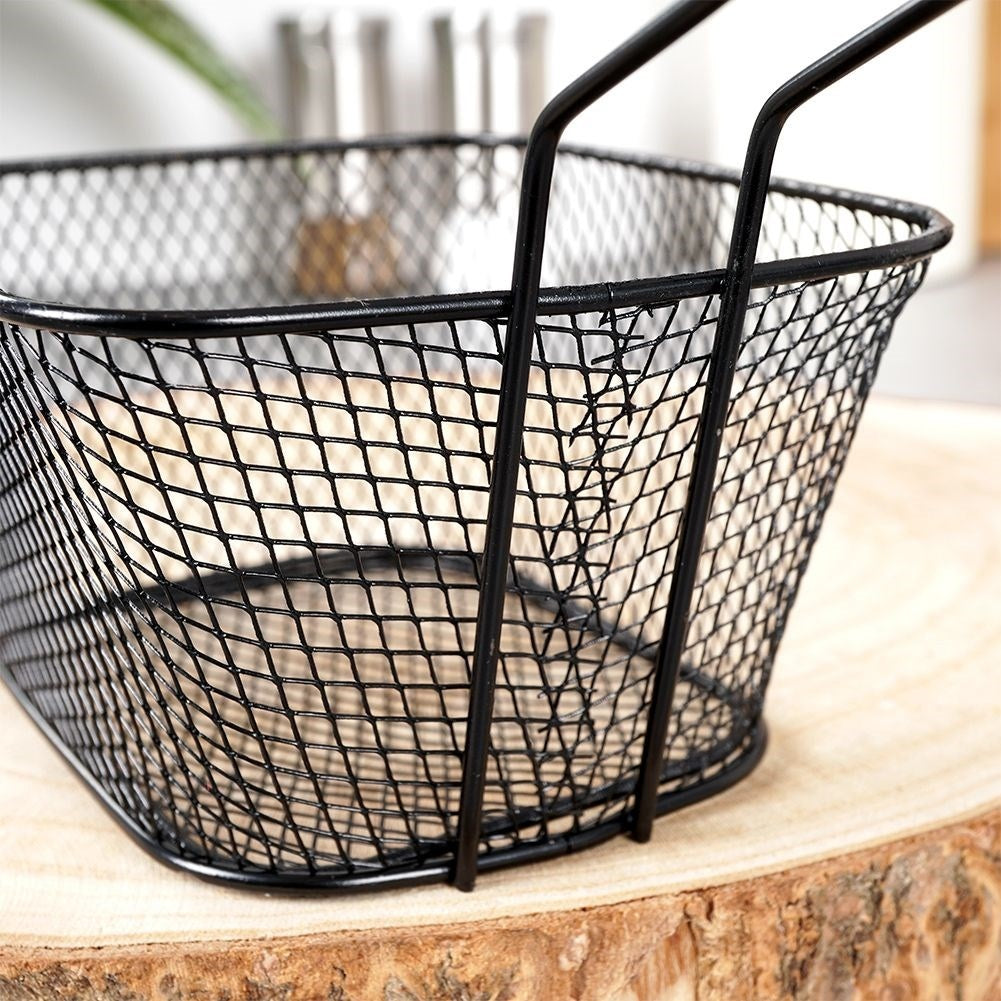 Elegant serving basket in black stainless steel with handle