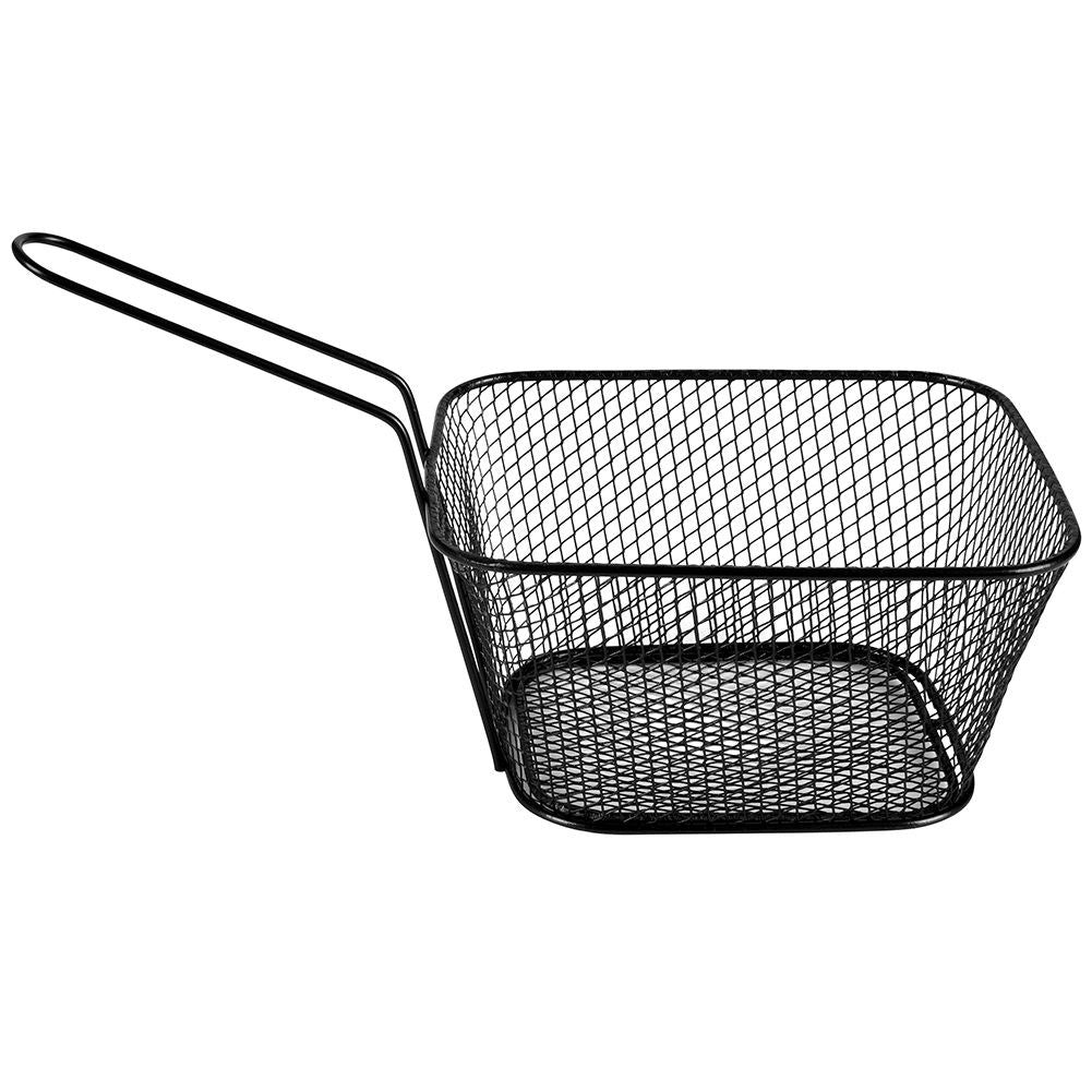 Elegant serving basket in black stainless steel with handle