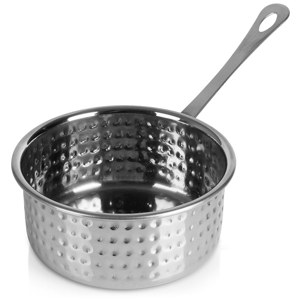 Elegant serving vessel in stainless steel, pan-shaped