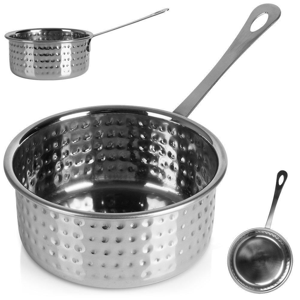 Elegant serving vessel in stainless steel, pan-shaped
