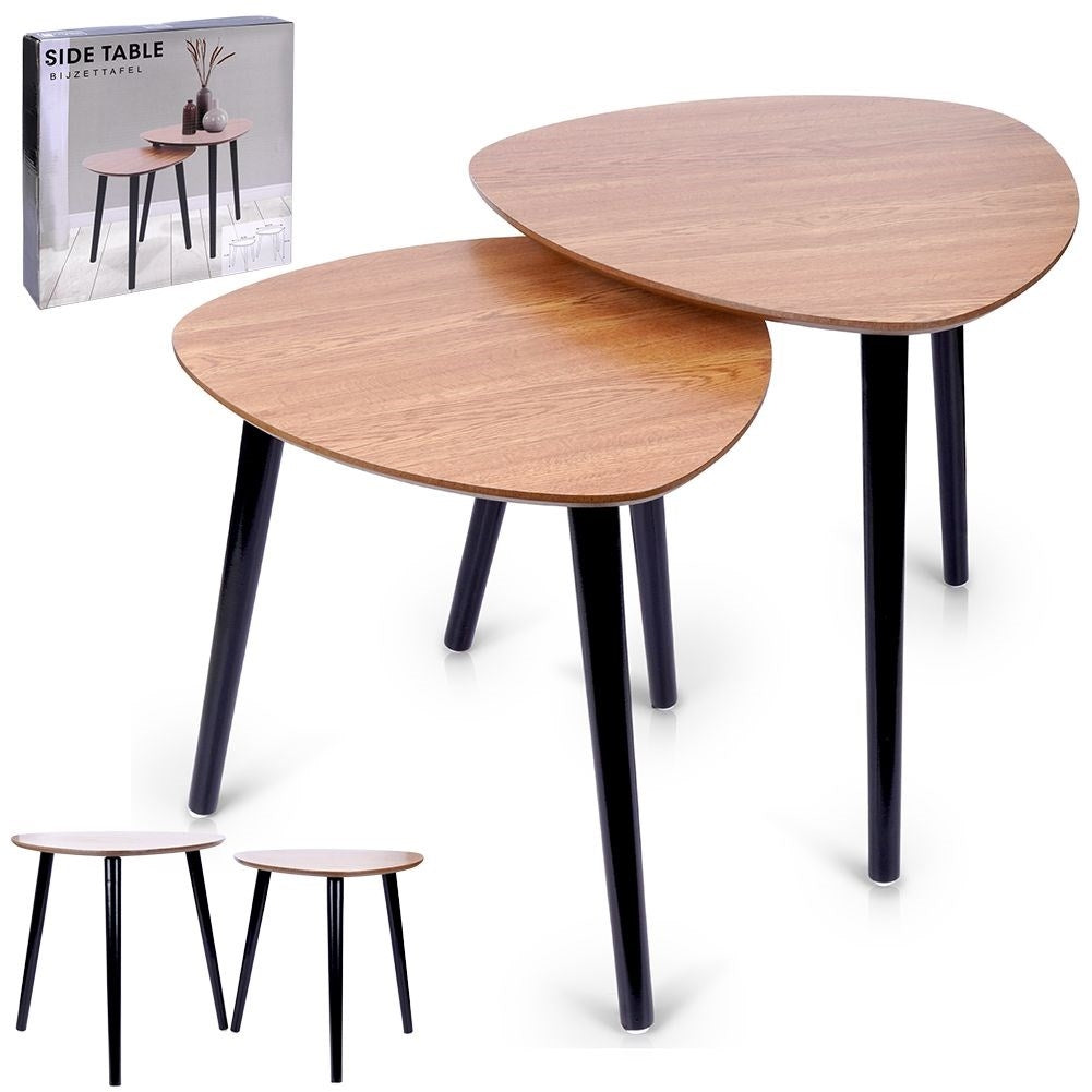 Elegant set with two stable coffee tables and flower table