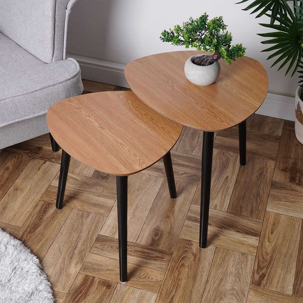 Elegant set with two stable coffee tables and flower table