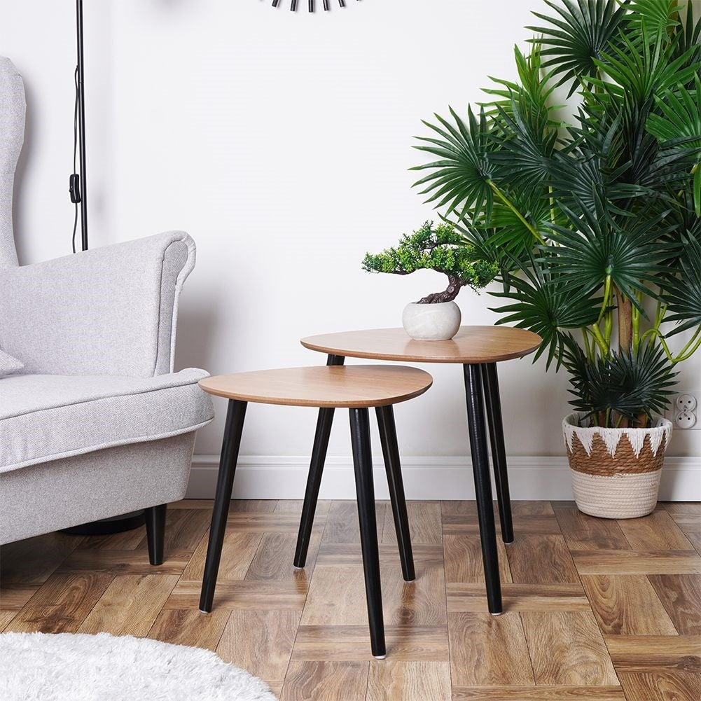 Elegant set with two stable coffee tables and flower table