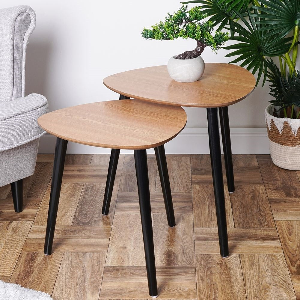 Elegant set with two stable coffee tables and flower table