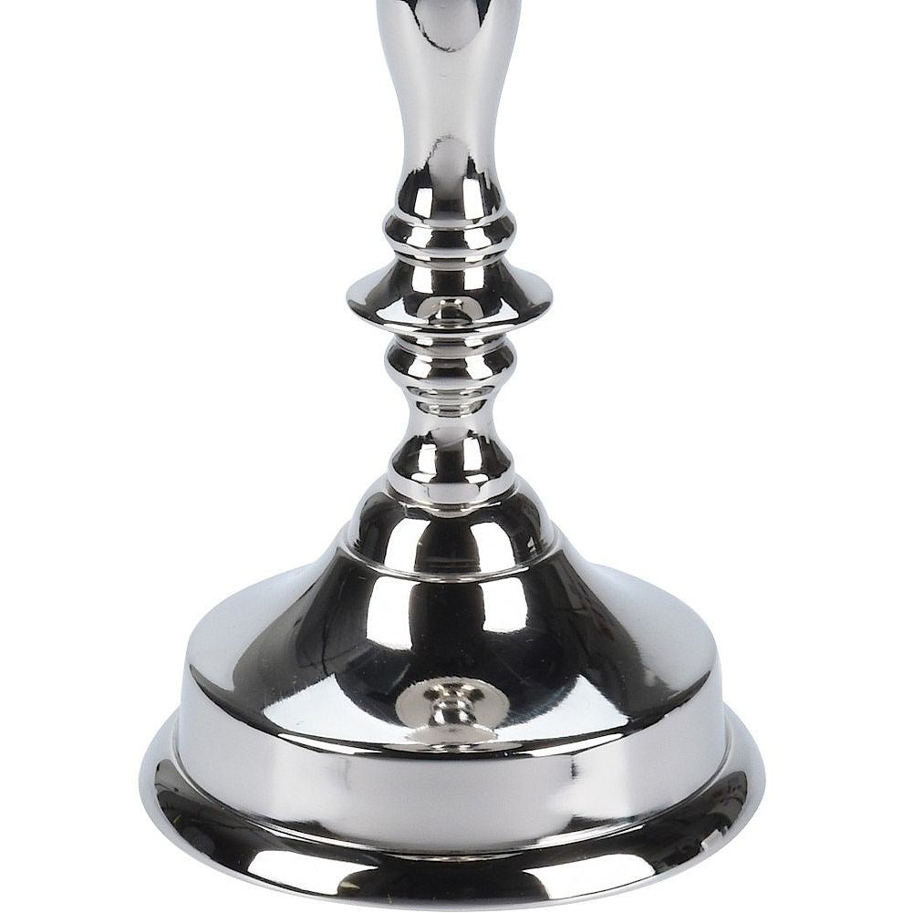 Elegant silver candle holder in classic highly polished metal