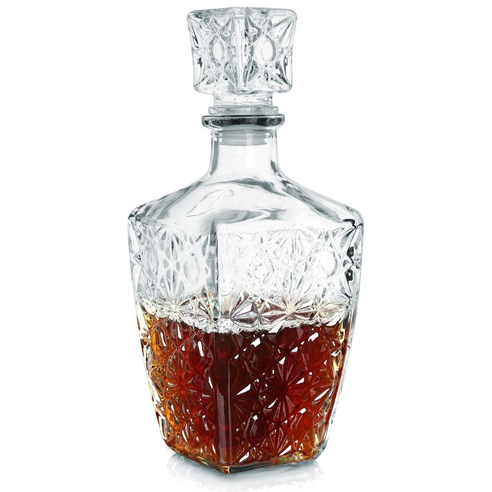 Elegant square carafe with cork for drinks