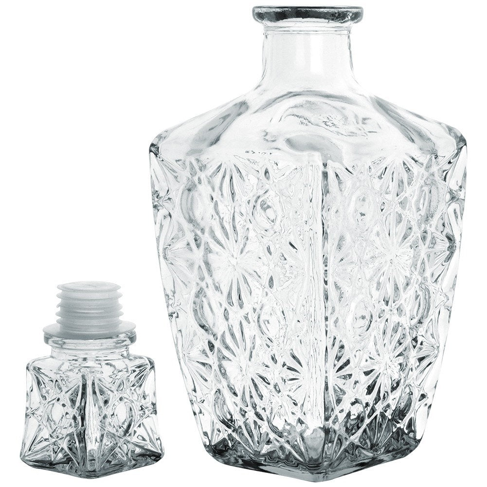 Elegant square carafe with cork for drinks