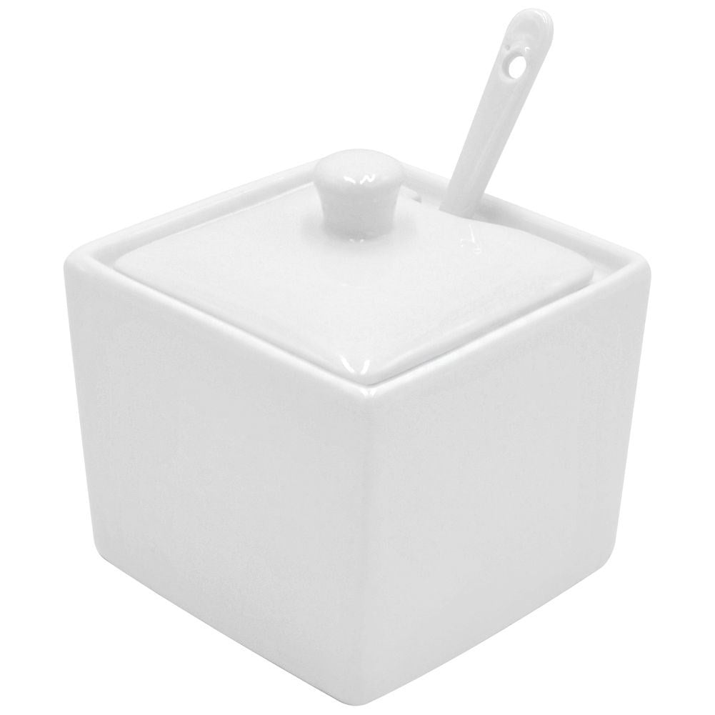 Elegant sugar container with lid and spoon