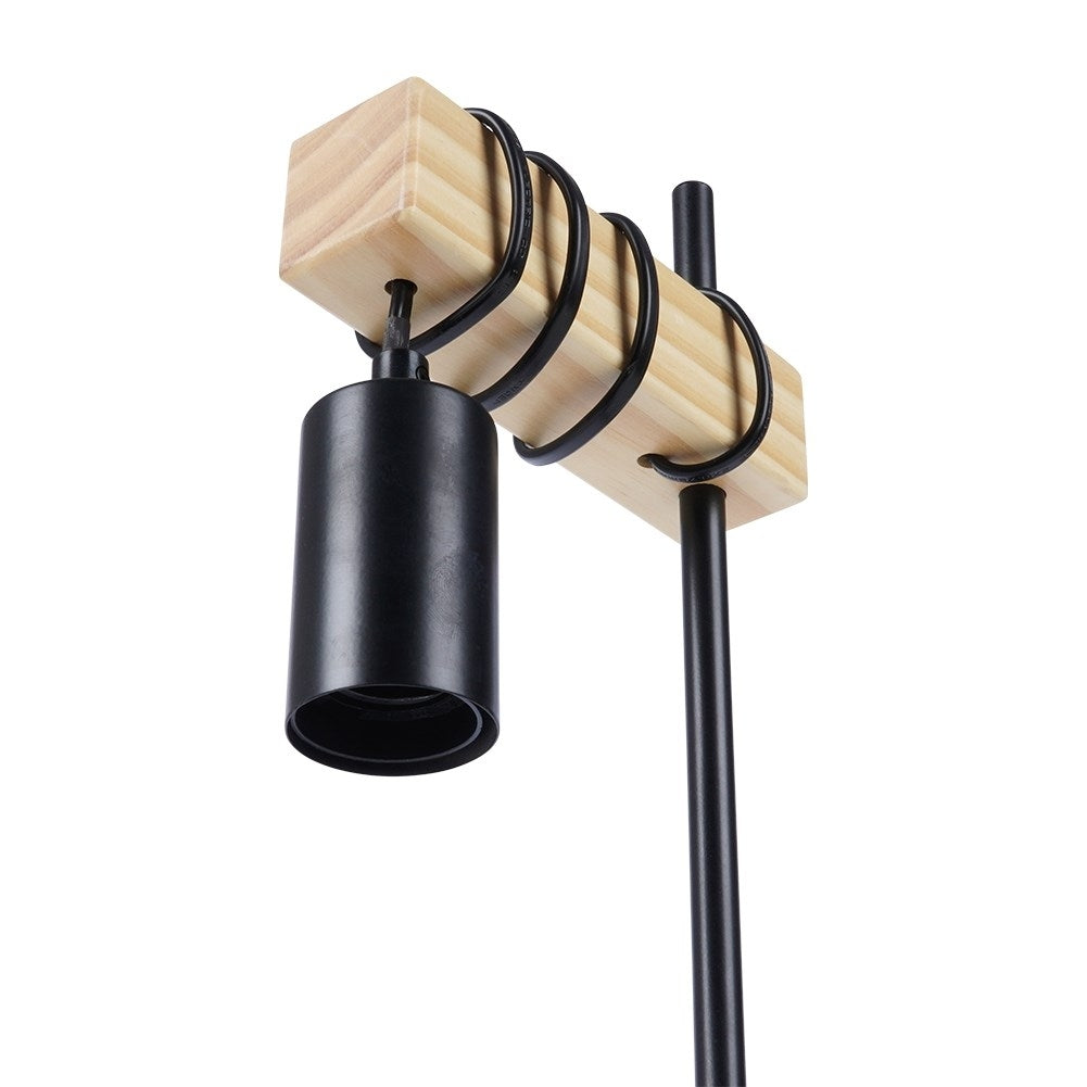 Elegant table lamp in matt black metal and wood for an industrial style