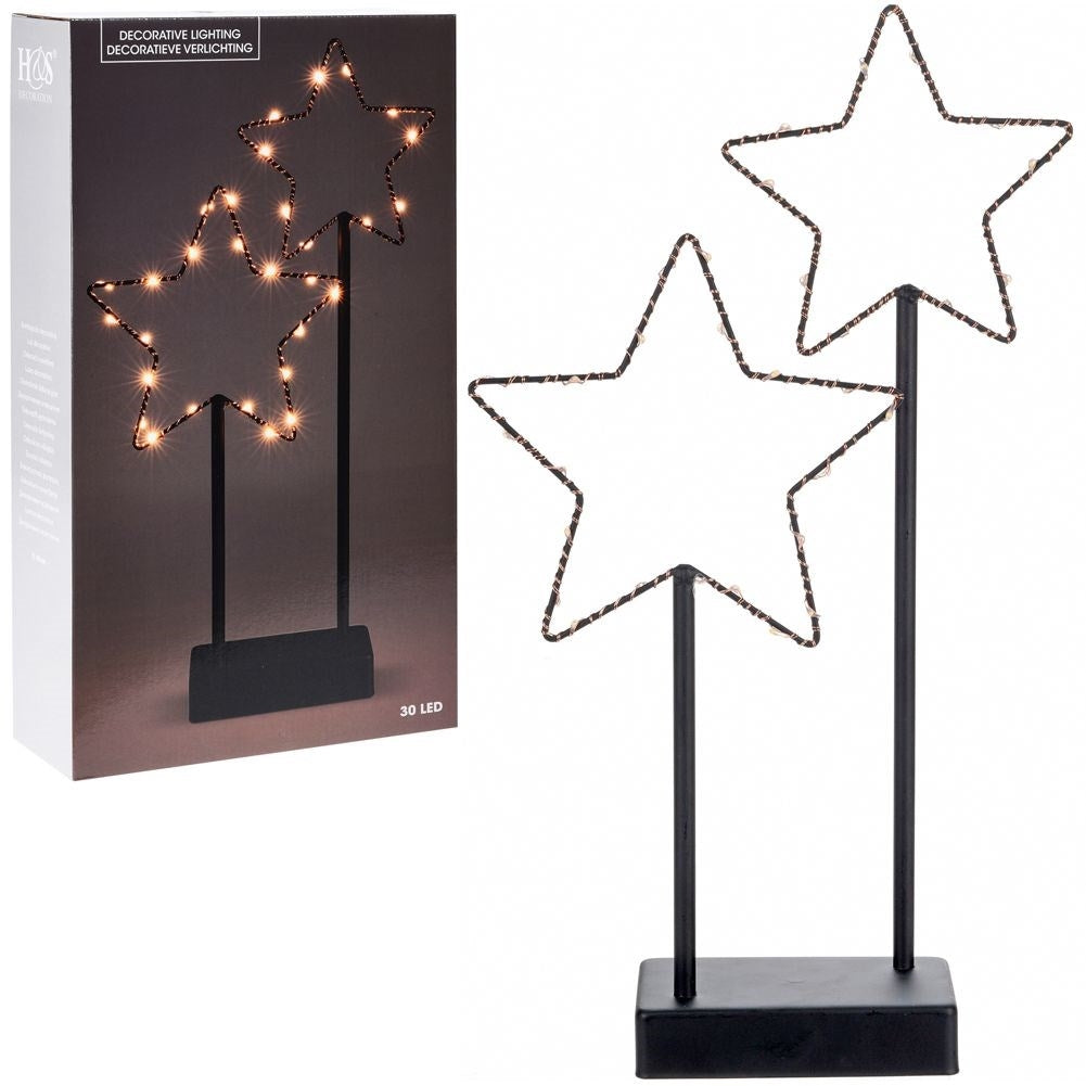 Elegant table lamp with stars and LED, battery powered