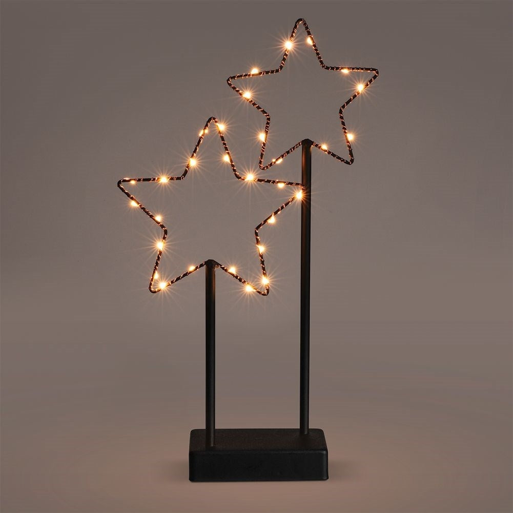 Elegant table lamp with stars and LED, battery powered