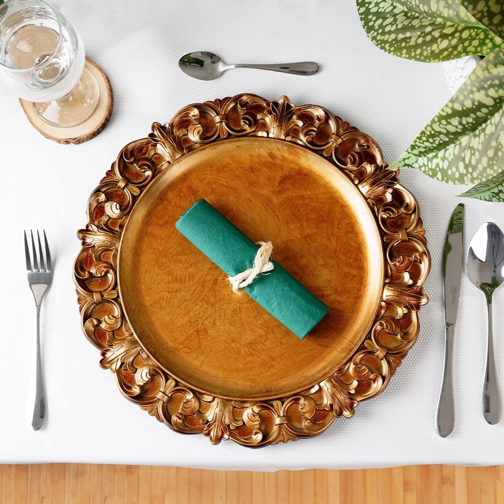 Elegant table mat 35 cm in antique gold colour, high quality
