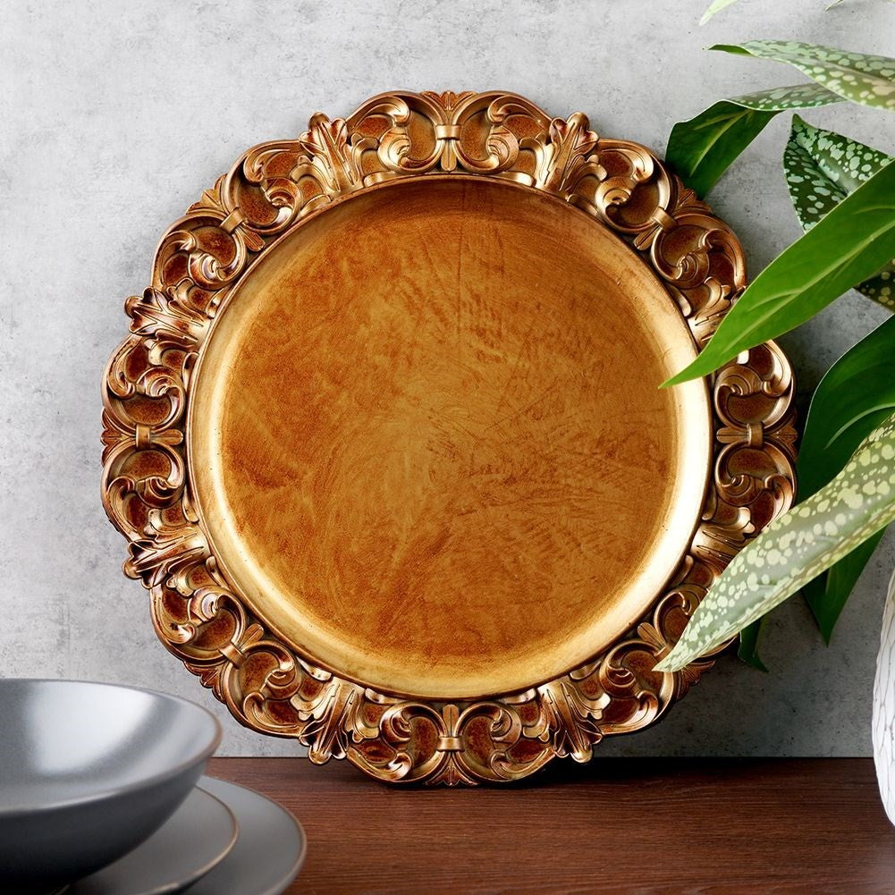 Elegant table mat 35 cm in antique gold colour, high quality