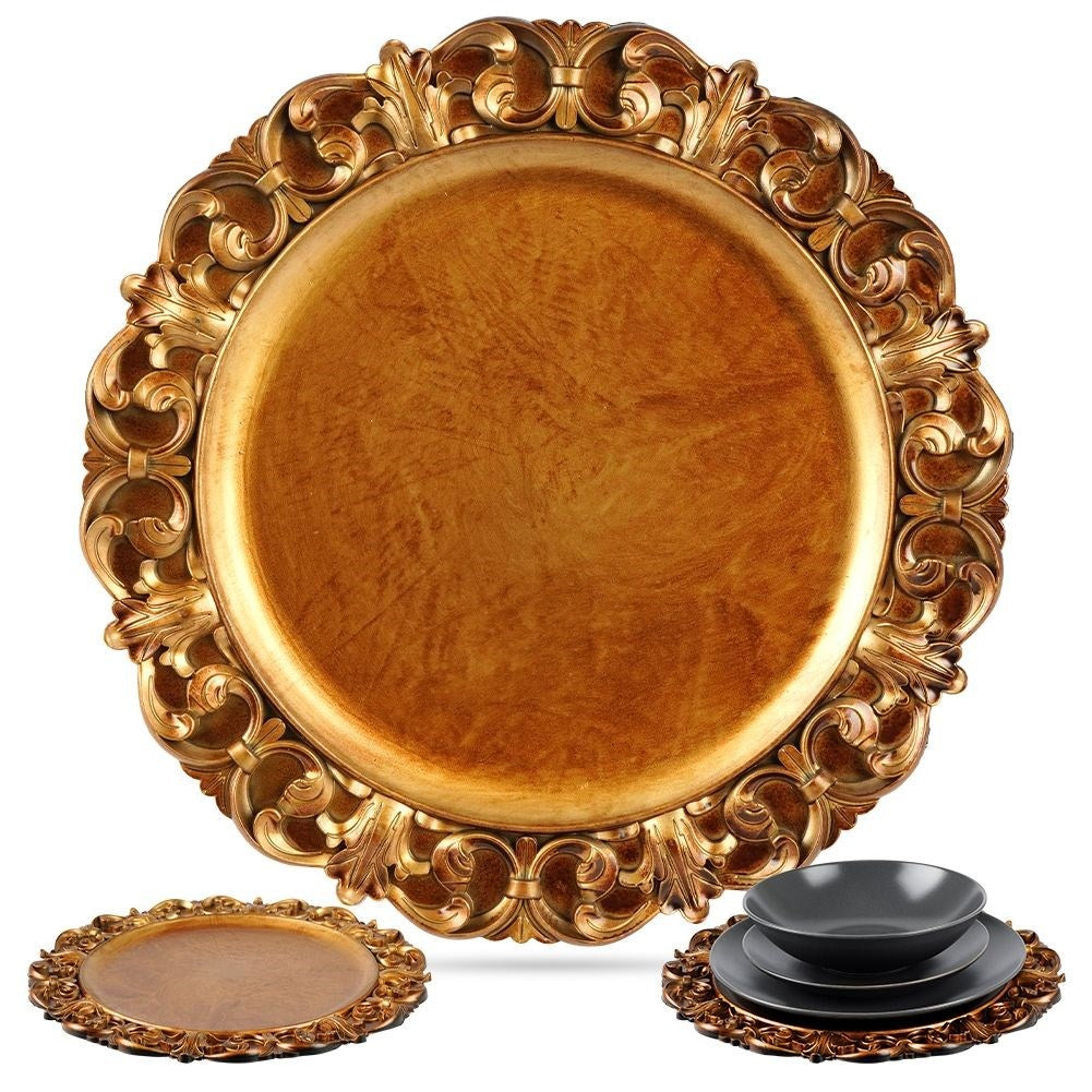 Elegant table mat 35 cm in antique gold colour, high quality