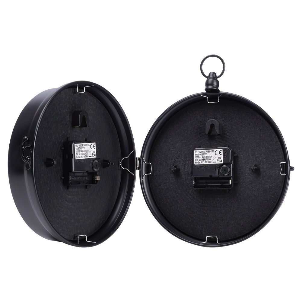 Elegant two-sided watch with a black dial and golden hands