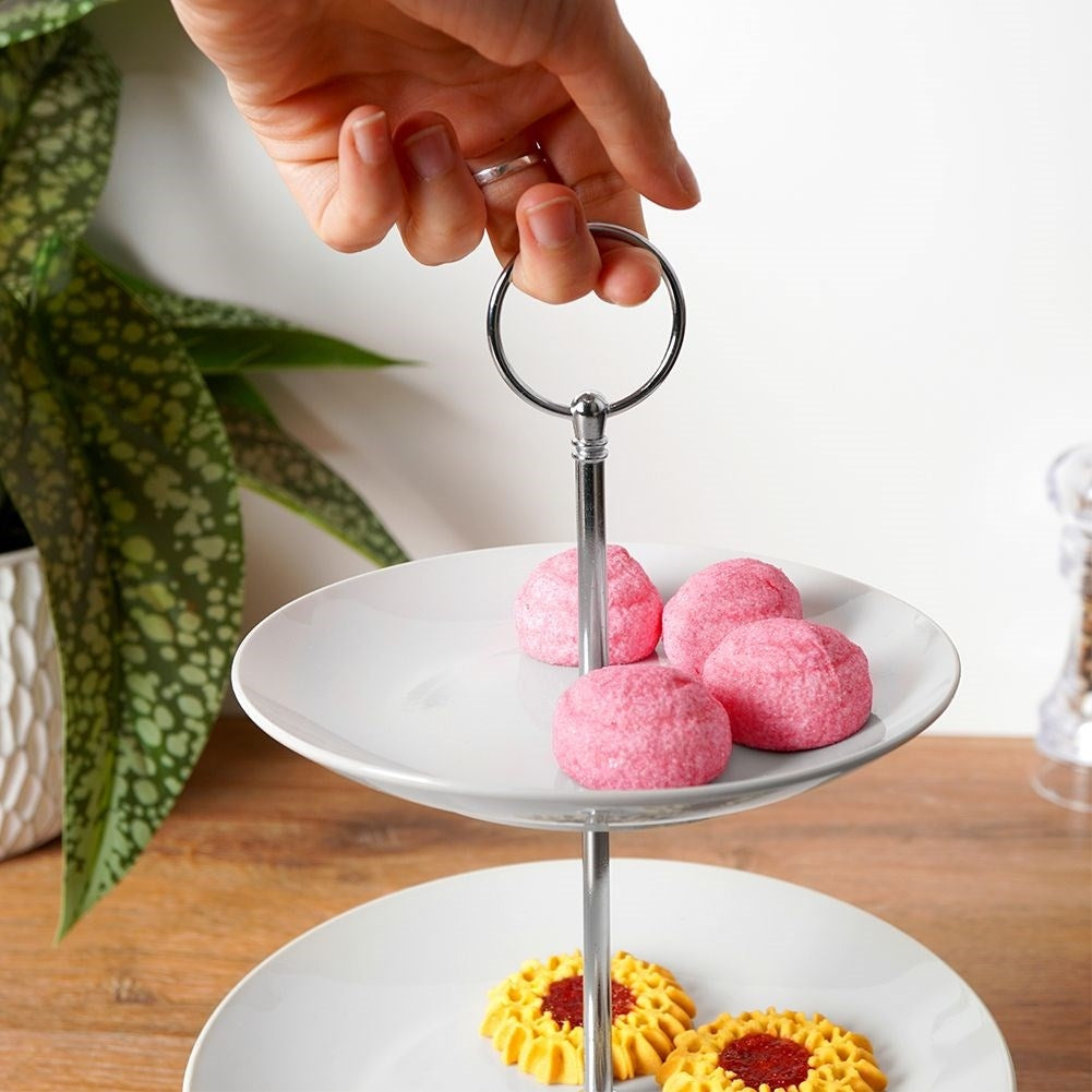 Elegant two-tier porcelain dish for desserts and appetizers