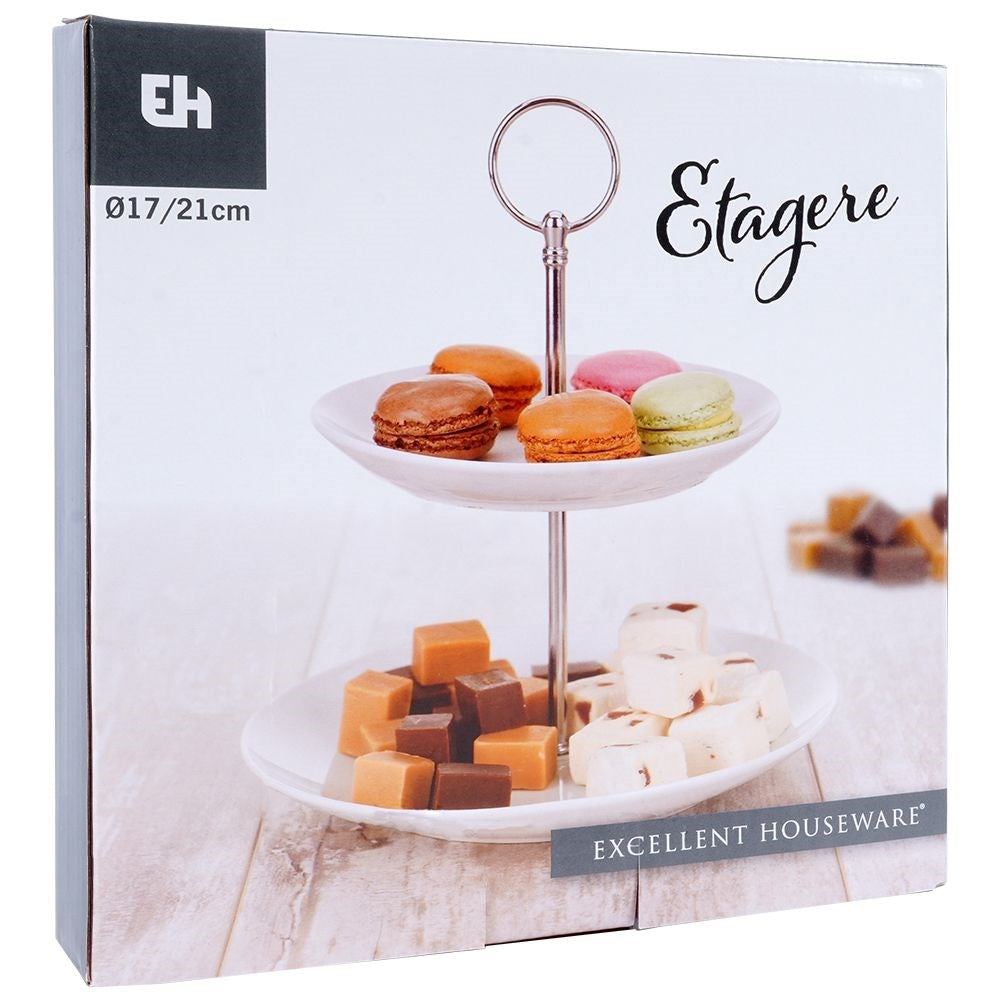 Elegant two-tier porcelain dish for desserts and appetizers