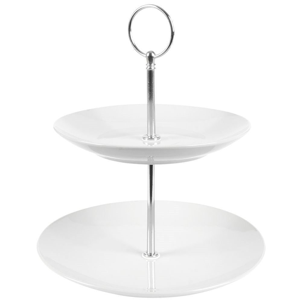Elegant two-tier porcelain dish for desserts and appetizers