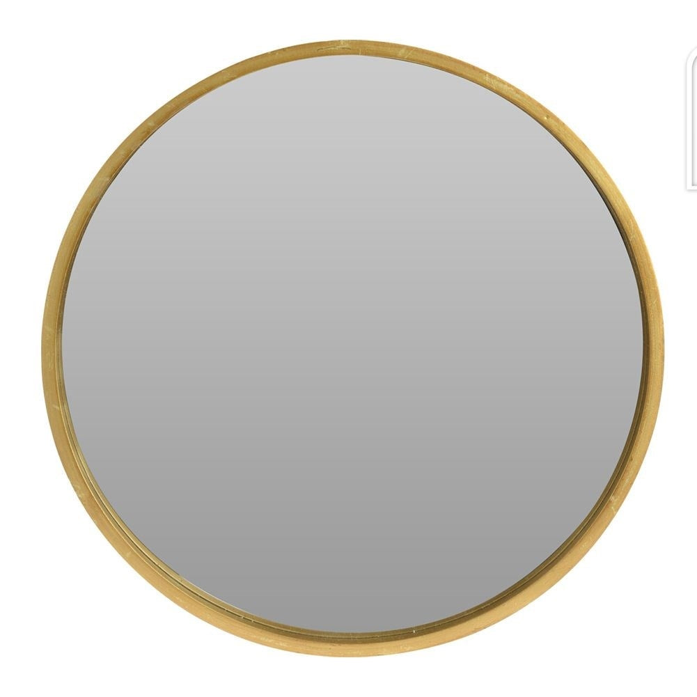 Elegant wall-hung mirror in gold wooden frame