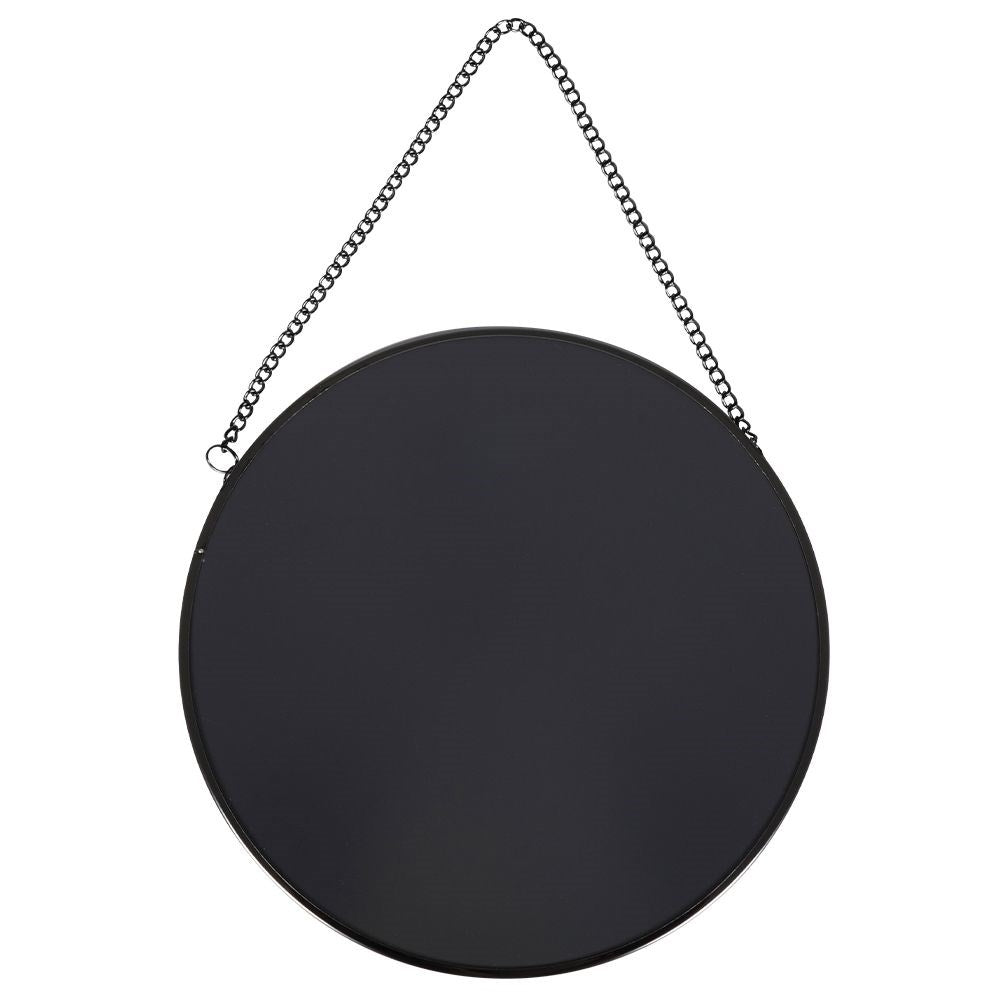 Elegant wall mirror 20 cm in black metal frame with chain