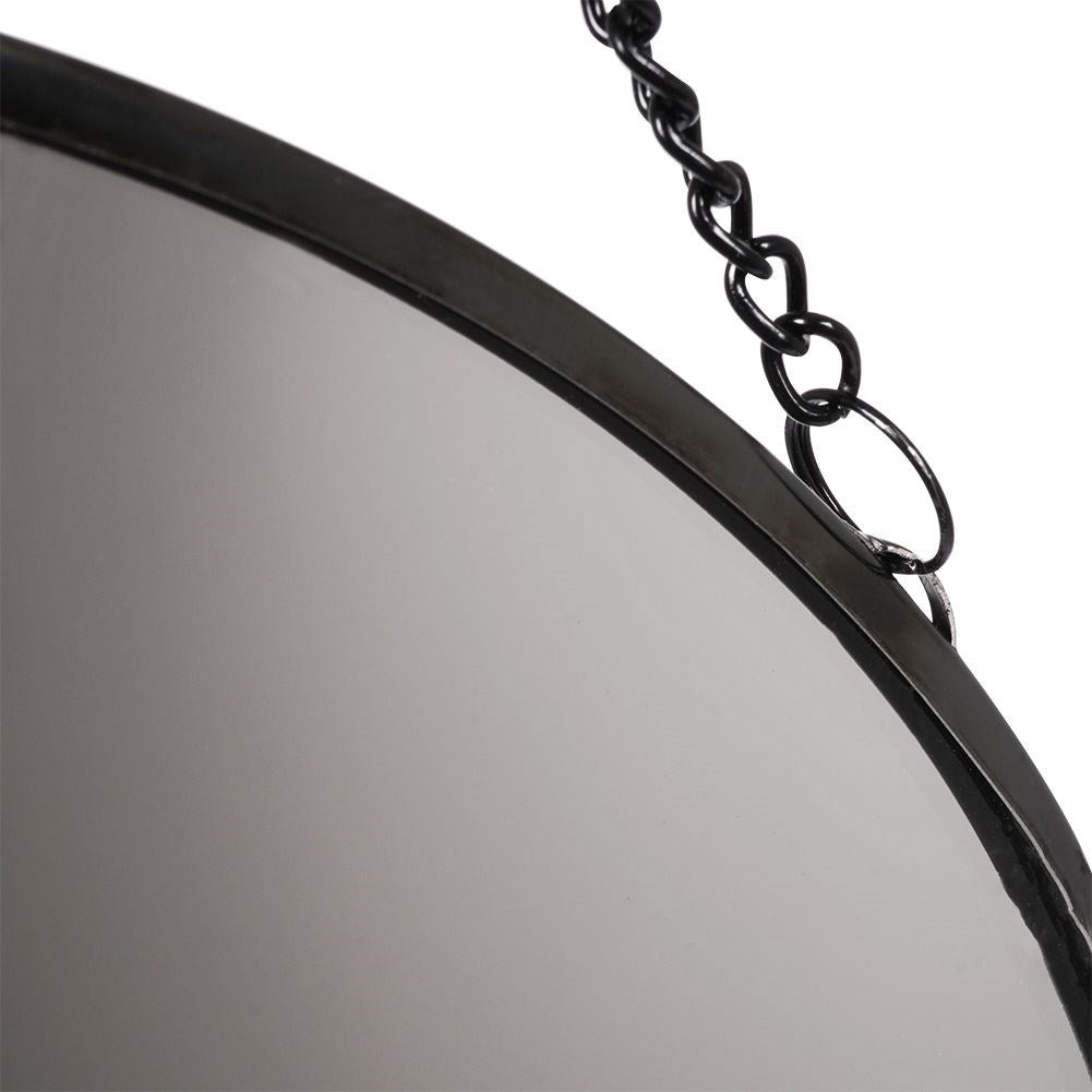 Elegant wall mirror 20 cm in black metal frame with chain
