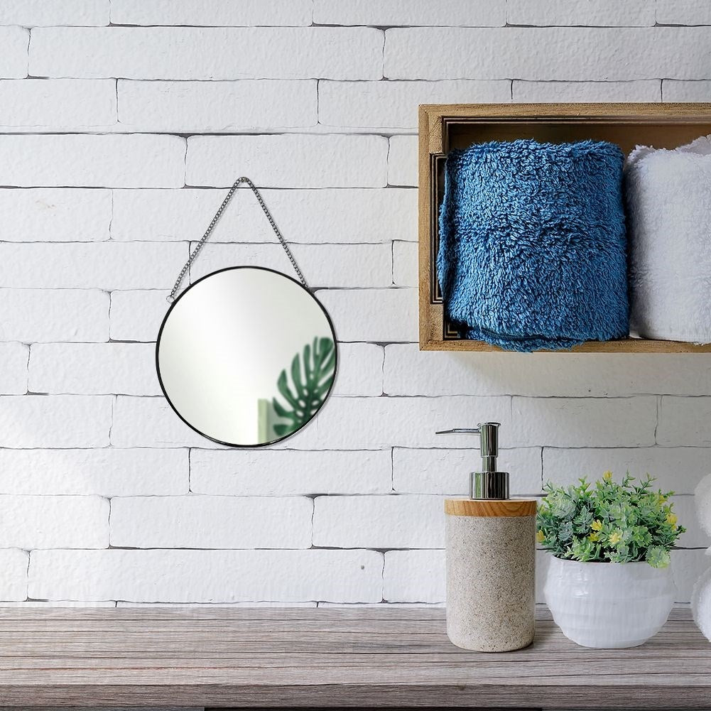 Elegant wall mirror 20 cm in black metal frame with chain