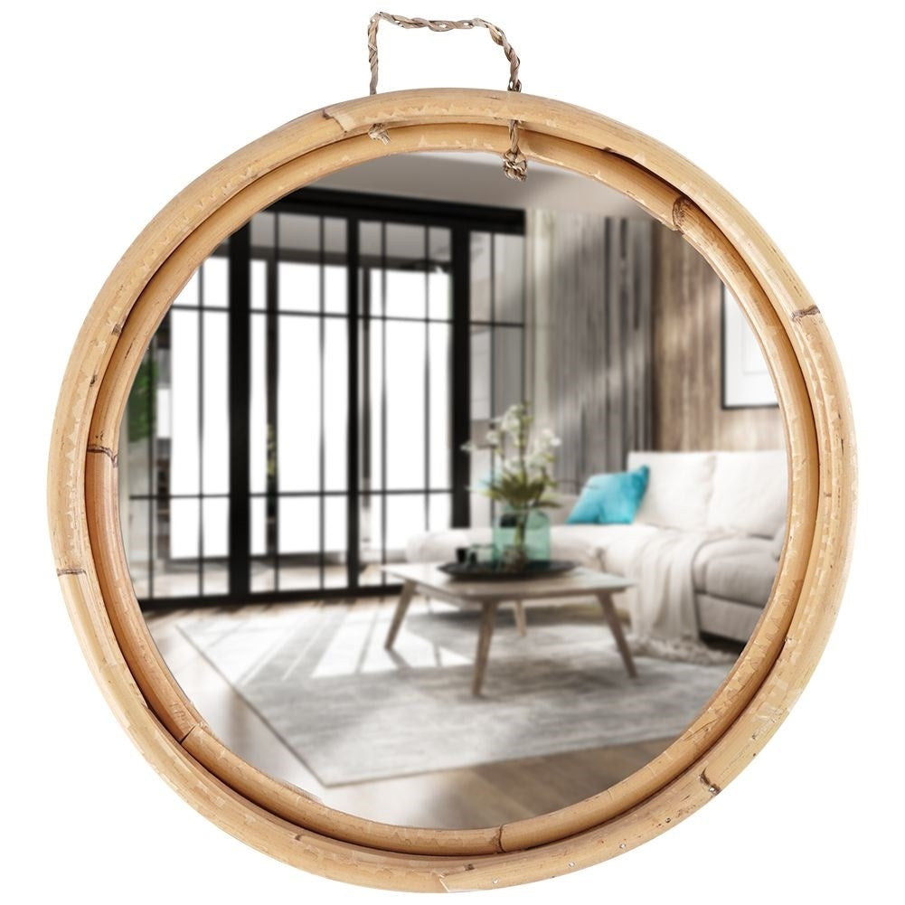 Elegant wall mirror 30 cm with stylish rattan frame