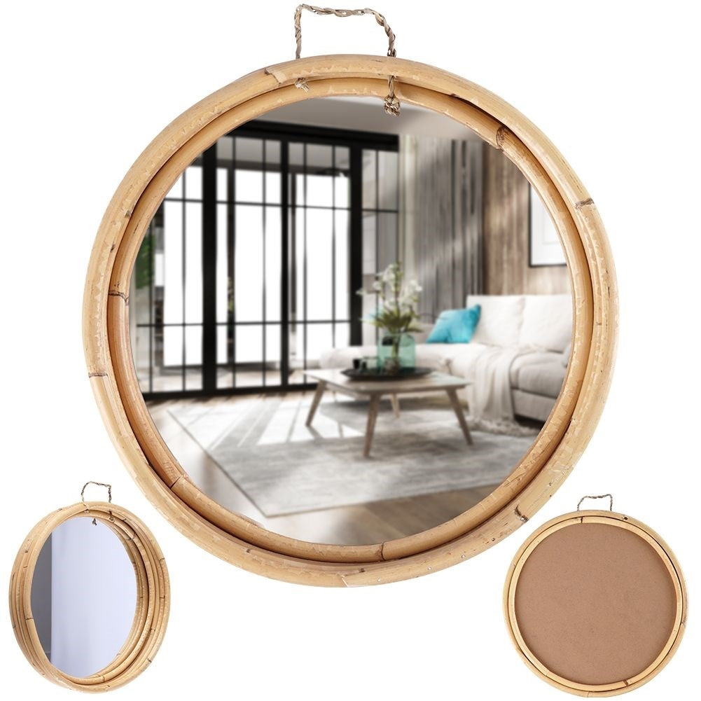 Elegant wall mirror 30 cm with stylish rattan frame