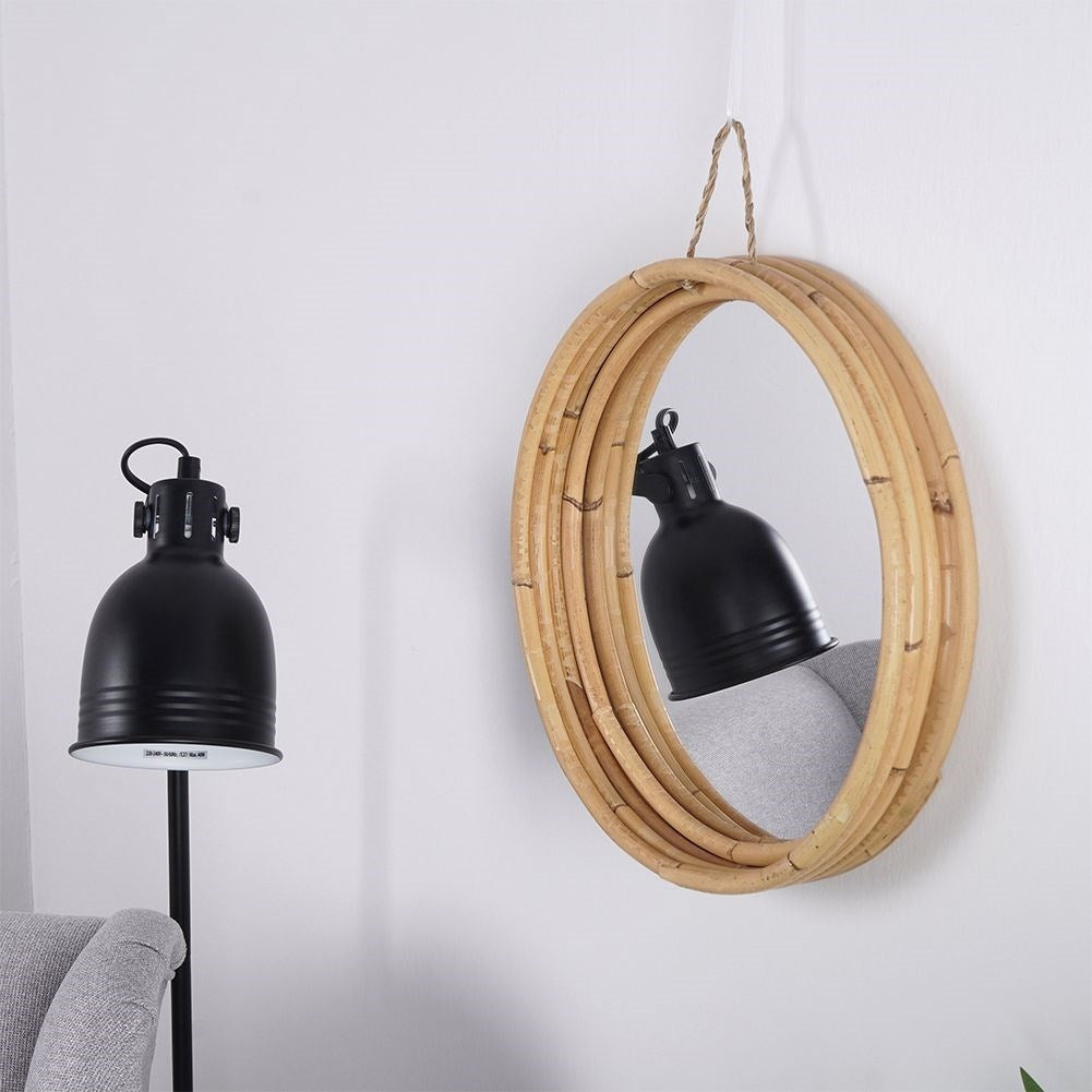 Elegant wall mirror 30 cm with stylish rattan frame