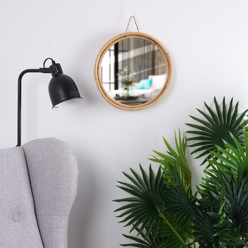 Elegant wall mirror 30 cm with stylish rattan frame