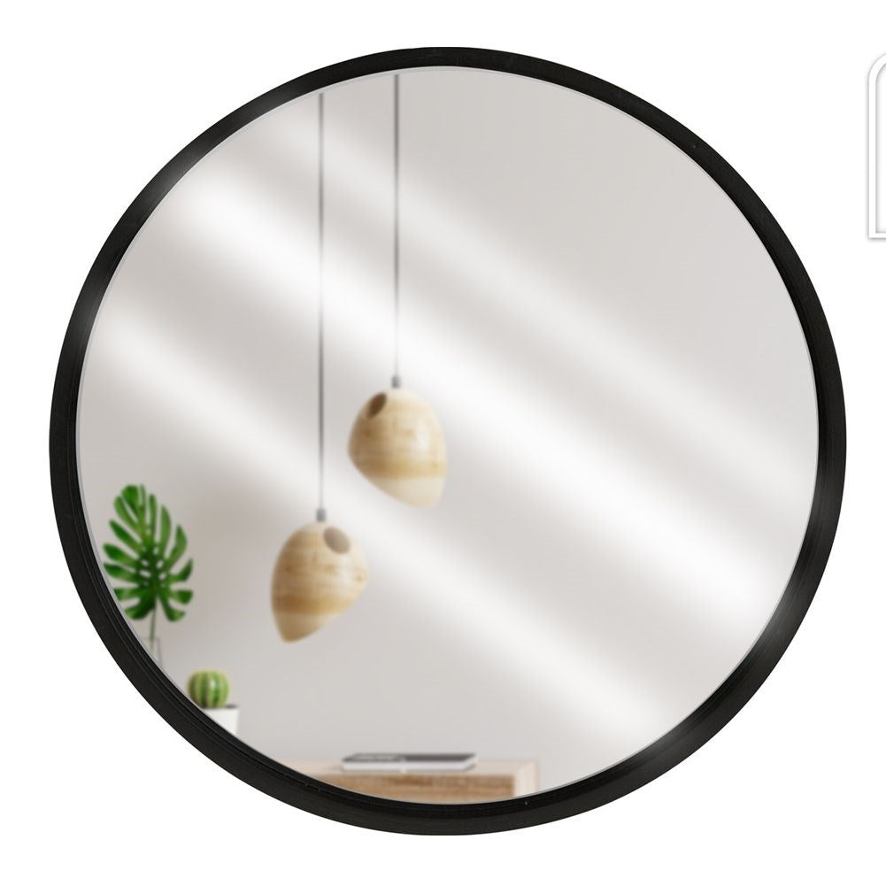 Elegant wall mirror with black wooden frame for any room