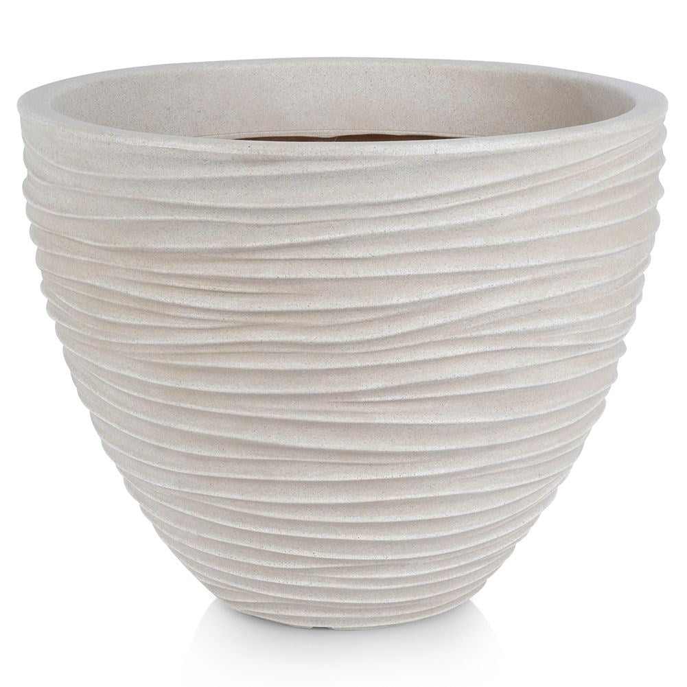 Elegant weatherproof flower pot in beige stone imitation