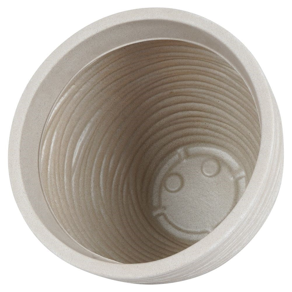 Elegant weatherproof flower pot in beige stone imitation