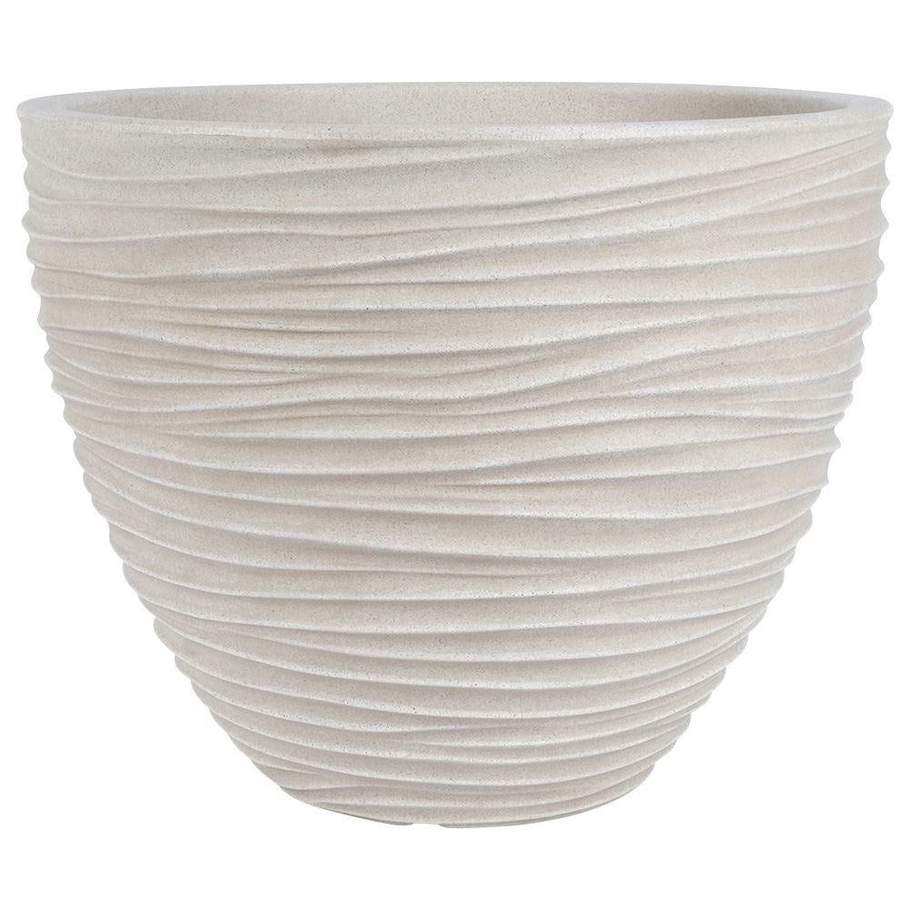 Elegant weatherproof flower pot in beige stone imitation