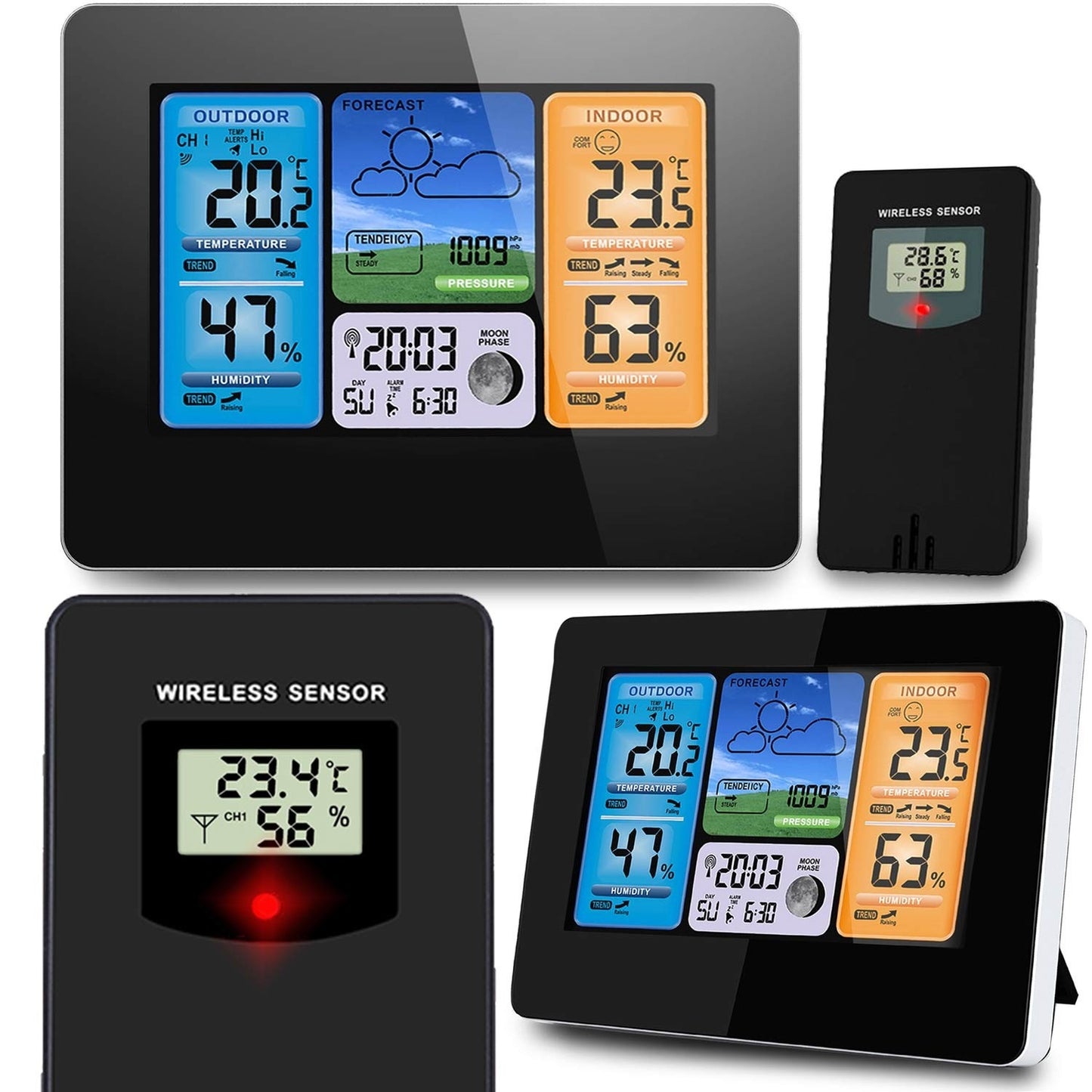 Elegant weather station with display BD-902, black