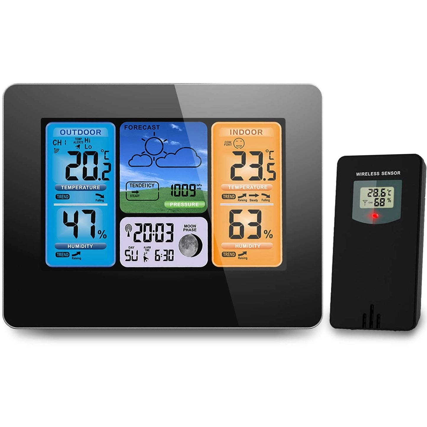 Elegant weather station with display BD-902, black