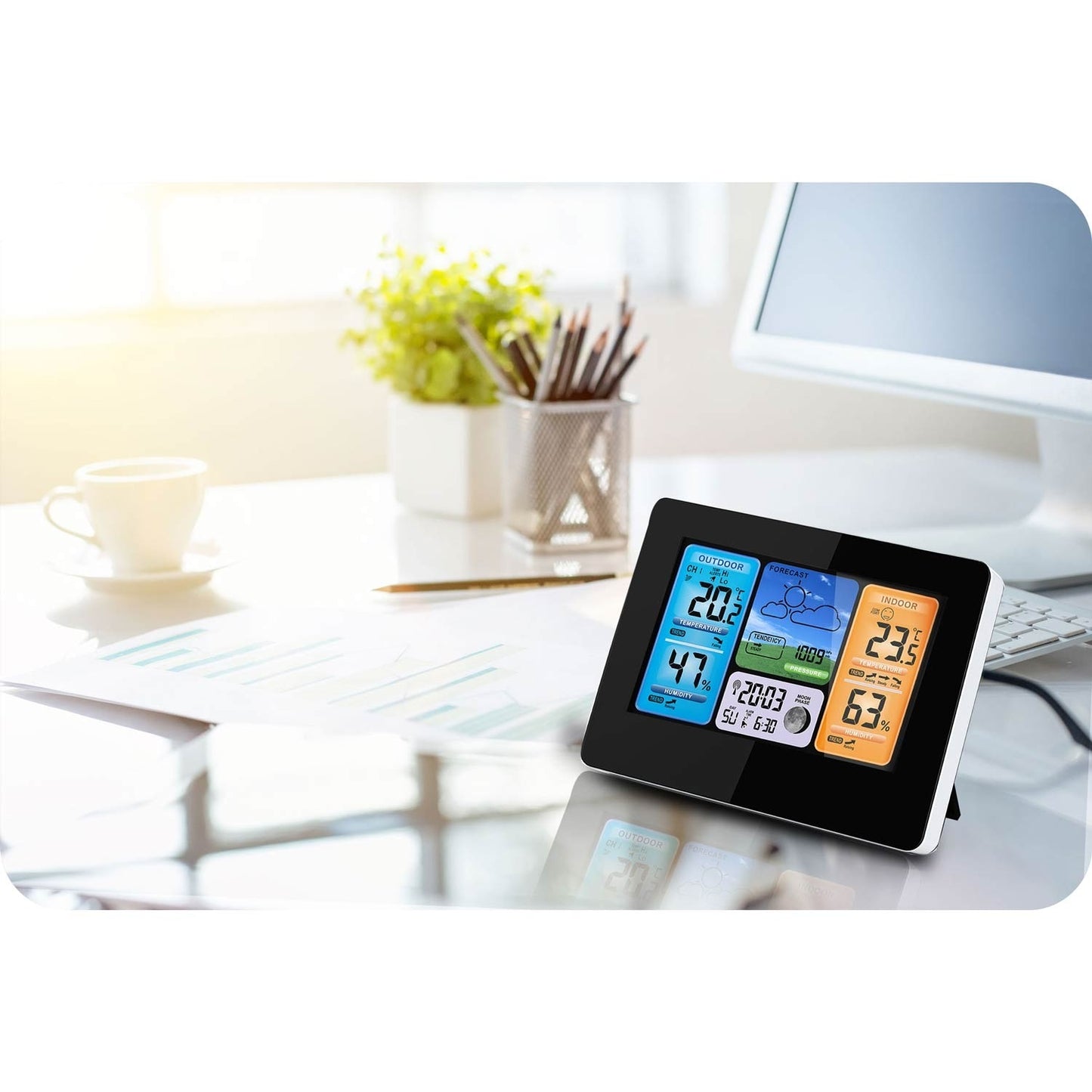 Elegant weather station with display BD-902, black