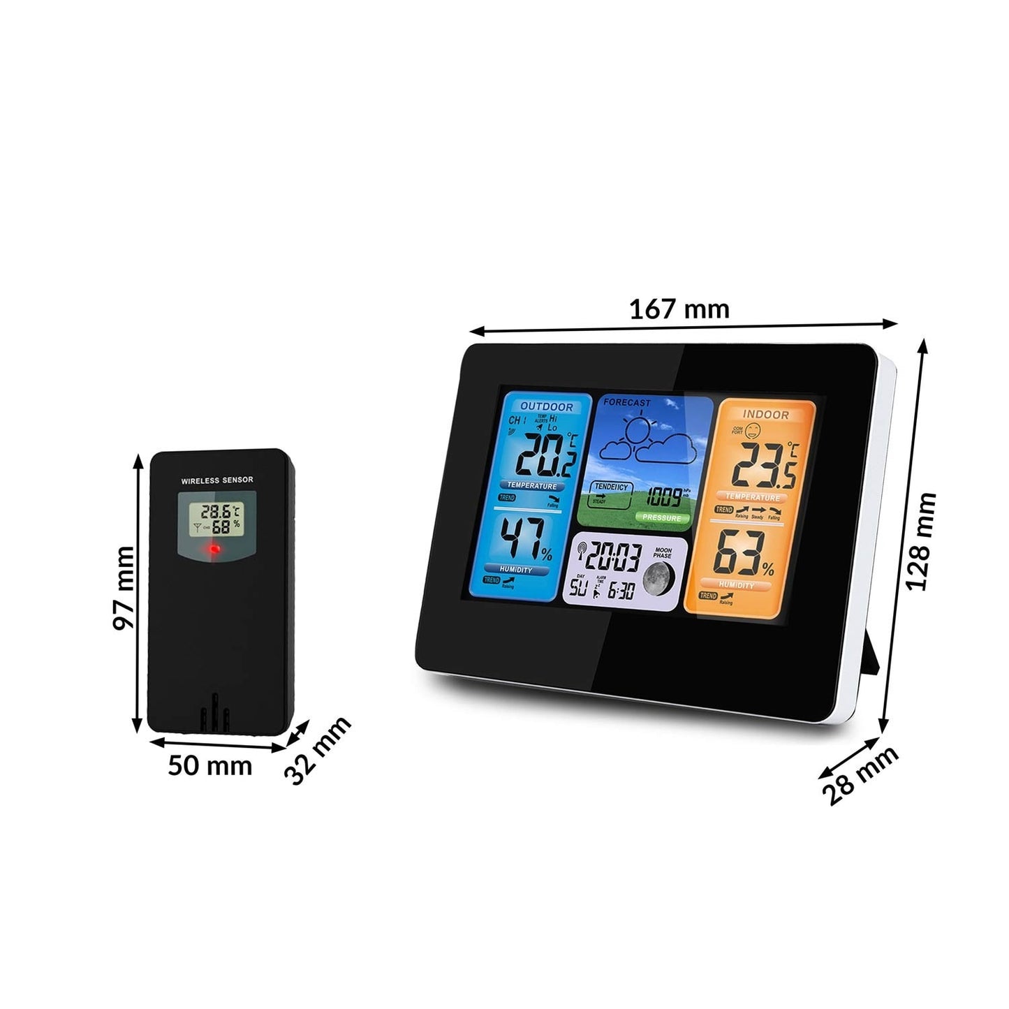 Elegant weather station with display BD-902, black