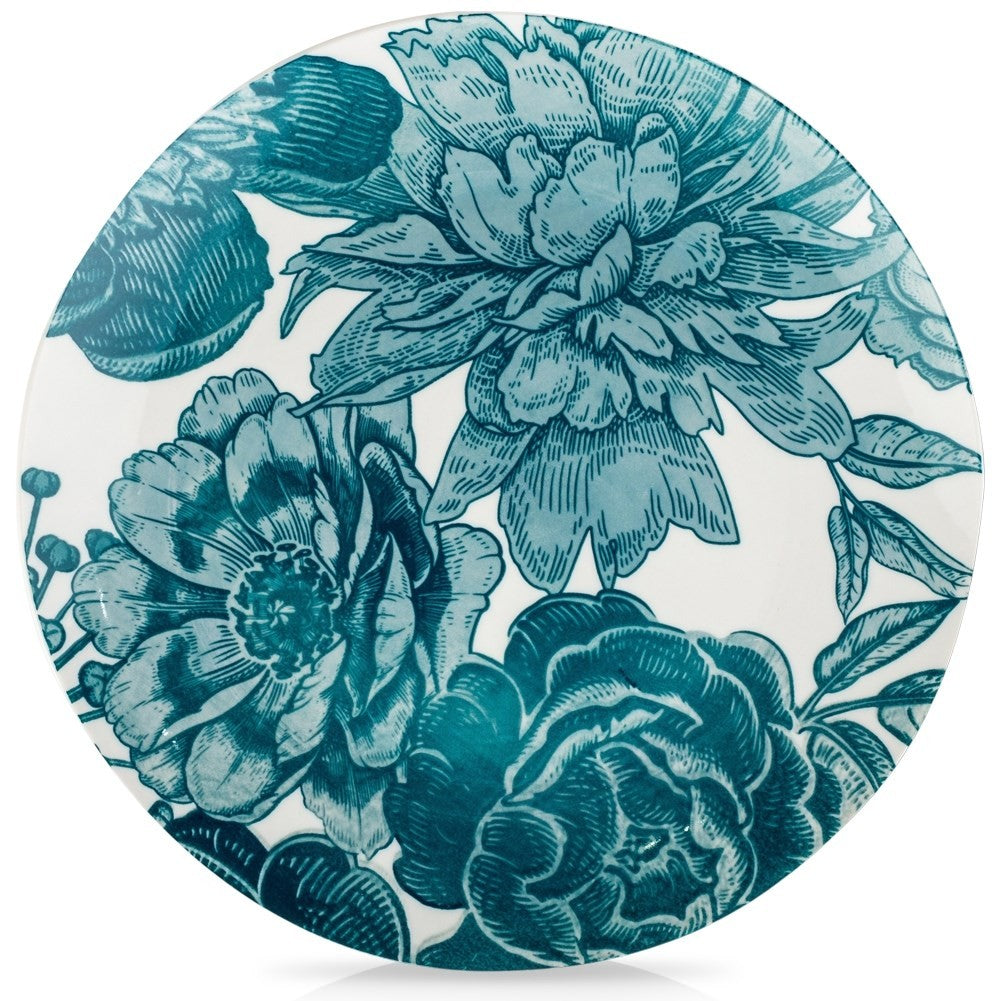 Elegant white porcelain vases with turquoise floral design